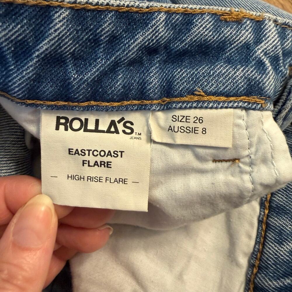 ROLLA’S Jean Eastcoast Flare High-Rise Distressed Denim Blue Women US 26, AUS 8 - Picture 4 of 10